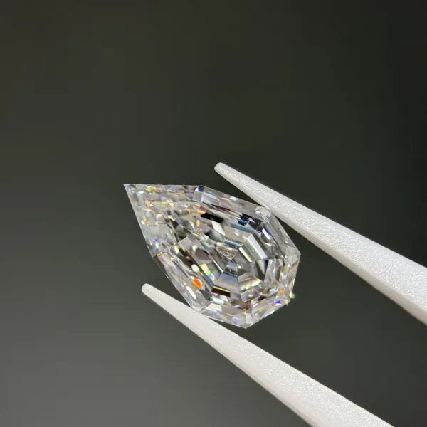 Shield step cut lab grown diamond, real photo
